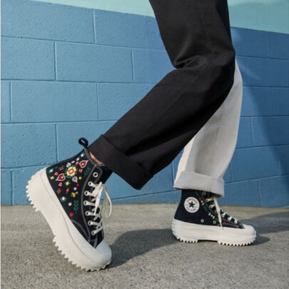 Embroidered High Top Platform Converse